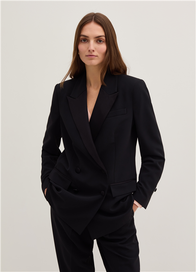 Kadi Kumaştan Kruvaze Siyah Blazer Ceket