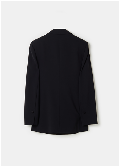 Kadi Kumaştan Kruvaze Siyah Blazer Ceket