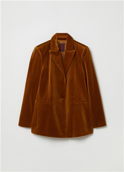 Kadife Tek Düğmeli Blazer Ceket