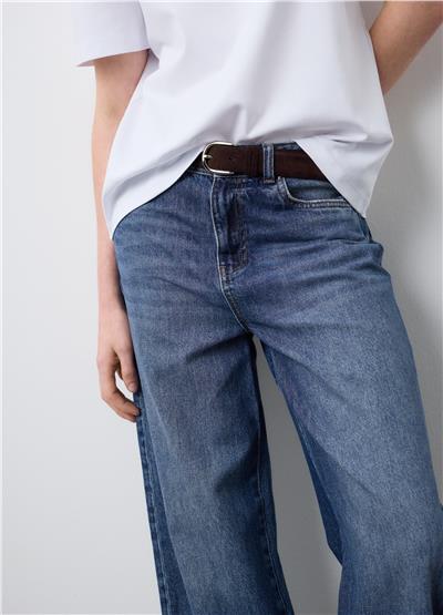 Saf Pamuktan Koyu Mavi Kot Pantolon