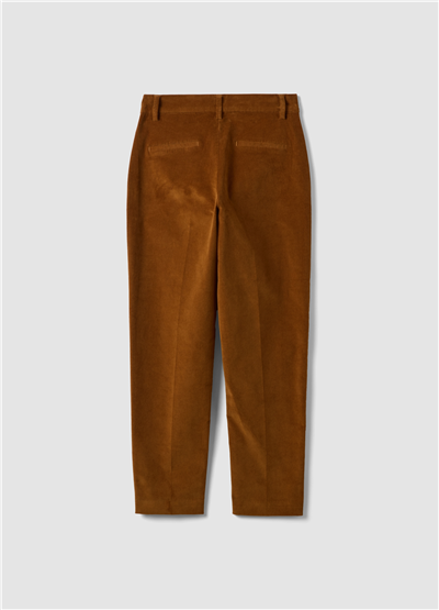 Kahverengi Fitilli Esnek Pamuklu Slim Fit Çino Pantolon