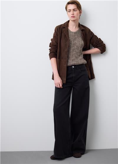 Kahverengi Hakiki Süet Deri Düğmeli Regular Fit Ceket