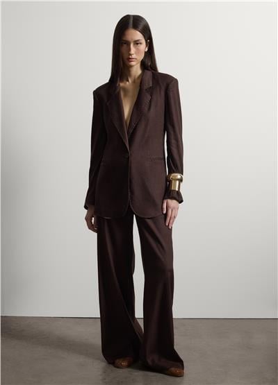 Kahverengi Keten Karışımlı Regular Kalıp Blazer Ceket