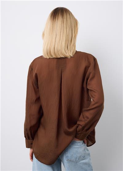 Kahverengi Lyocell Karışımlı Regular Kalıp Gömlek