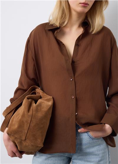 Kahverengi Lyocell Karışımlı Regular Kalıp Gömlek