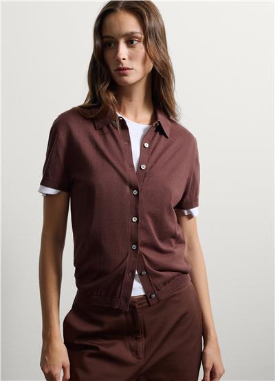 Kahverengi Liyosel Polo Normal Kesim