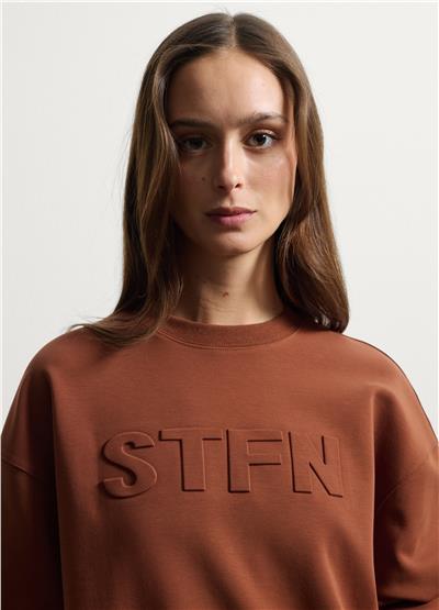 Kahverengi Normal Kesim Pamuk Karışımlı Sweatshirt