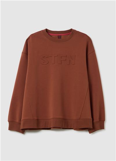 Kahverengi Normal Kesim Pamuk Karışımlı Sweatshirt