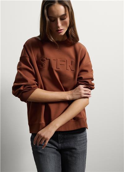 Kahverengi Normal Kesim Pamuk Karışımlı Sweatshirt