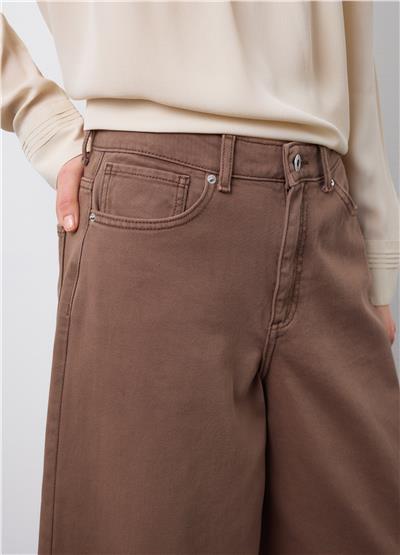 Kahverengi Regular Kesimli İspanyol Paça Saf Denim Kot Pantolon
