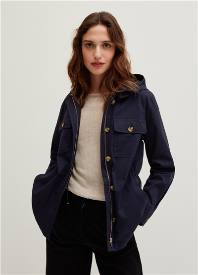 Kapüşonlu Lacivert Parka
