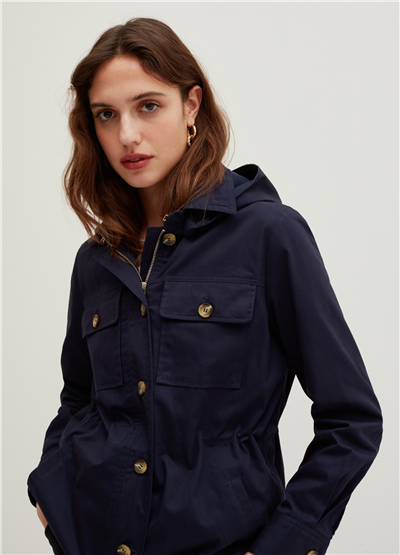 Kapüşonlu Lacivert Parka