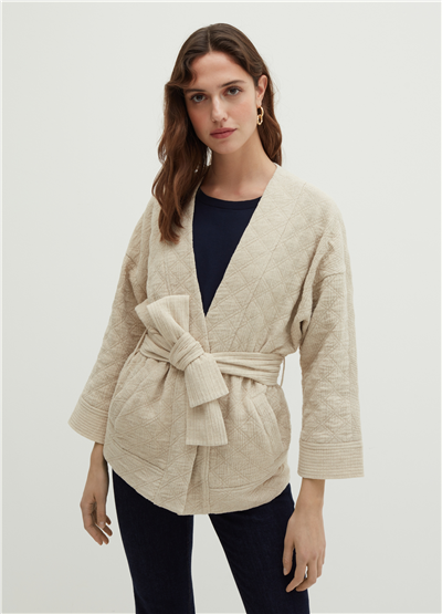 Kemerli Pamuklu Ve Keten Kimono
