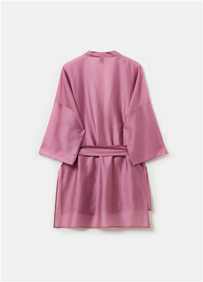 Kemerli Viskoz Pembe Kimono
