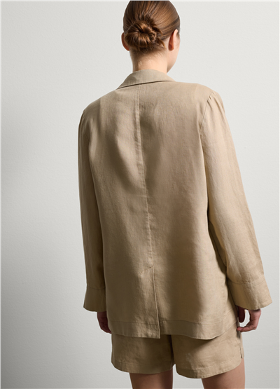 Keten Akışkan Bej Blazer