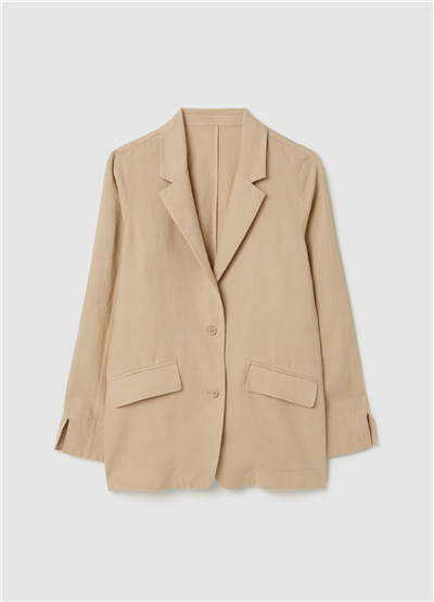 Keten Akışkan Bej Blazer