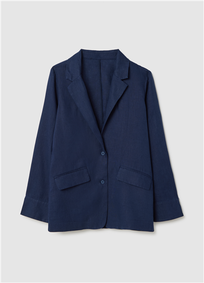 Keten Akışkan Lacivert Blazer