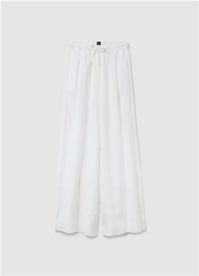 Keten Jogger Bol Paça Beyaz Pantolon