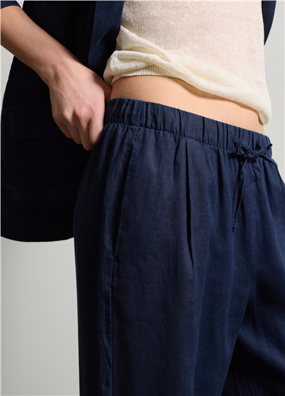 Keten Jogger Bol Paça Lacivert Pantolon