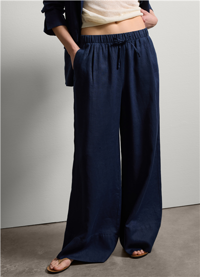 Keten Jogger Bol Paça Lacivert Pantolon