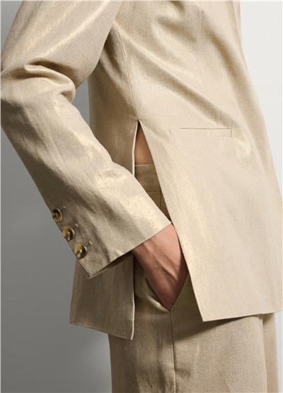Keten Ve Viskondan Altın Blazer Ceket