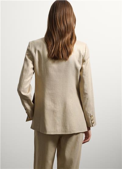 Keten Ve Viskondan Altın Blazer Ceket