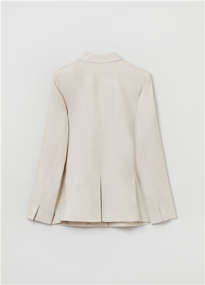Keten Ve Viskoz Karışımlı Bej Oversize Blazer