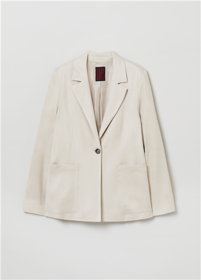 Keten Ve Viskoz Karışımlı Bej Oversize Blazer