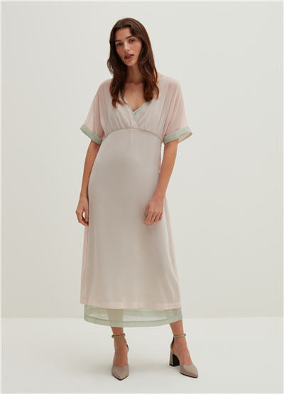 Kimono Kollu Mint Uzun Elbise
