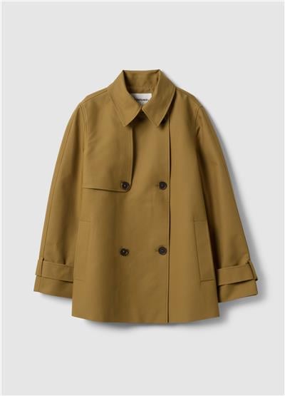 Kısa Kahverengi Renkli Saf Pamuklu Trençkot