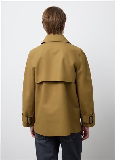 Kısa Kahverengi Renkli Saf Pamuklu Trençkot