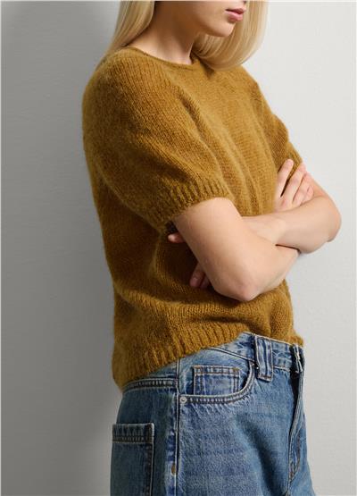 Sarı Kısa Kollu Örme Üst