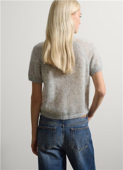 Gri Kısa Kollu Örme Üst