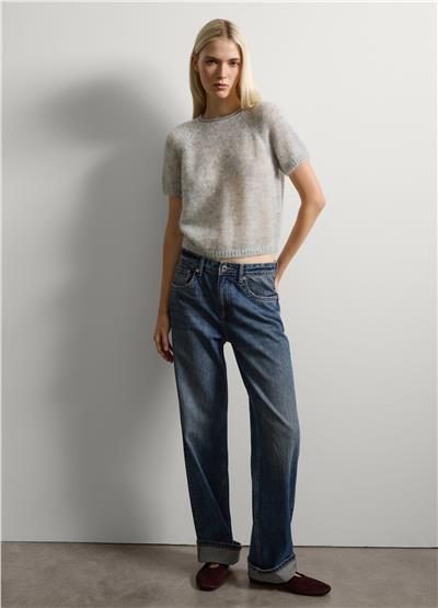 Gri Kısa Kollu Örme Üst