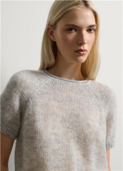 Gri Kısa Kollu Örme Üst