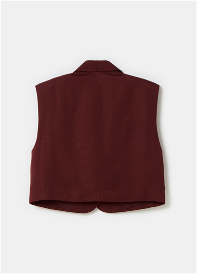 Kısa Kolsuz Ve Kutu Kesim Kahverengi Blazer