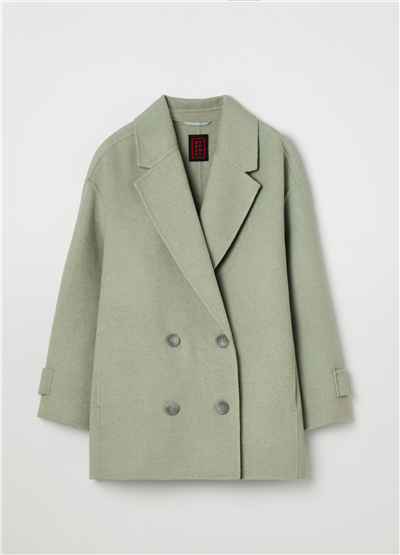 Kısa Oversize Mint Kruvaze Kaban