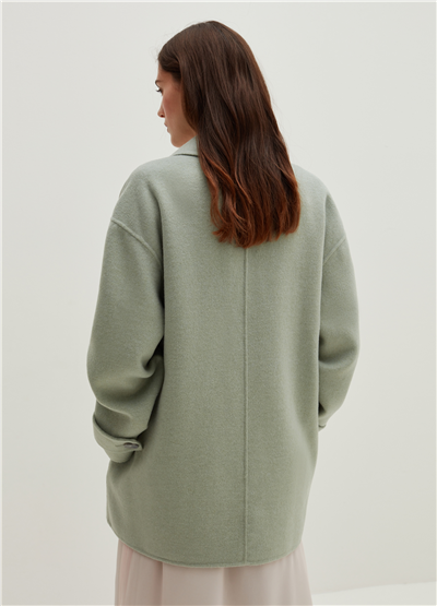 Kısa Oversize Mint Kruvaze Kaban