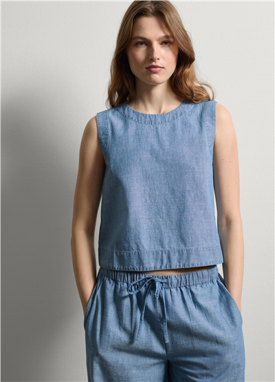 Kolsuz Boxy Fit Denim Bluz