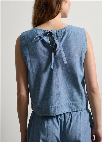 Kolsuz Boxy Fit Denim Bluz