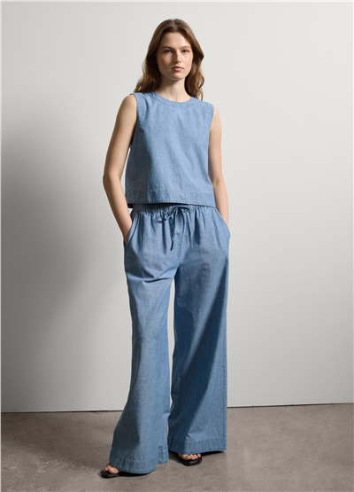Kolsuz Boxy Fit Denim Bluz
