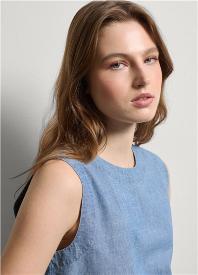 Kolsuz Boxy Fit Denim Bluz