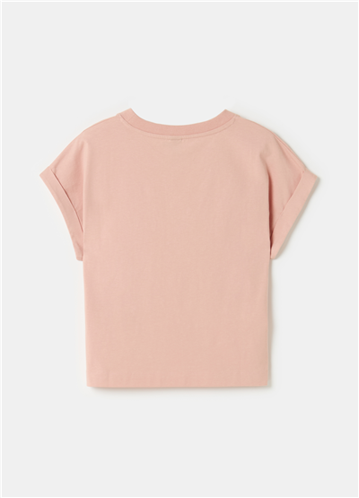 Körüklü Geniş Kesim Pembe Tişört