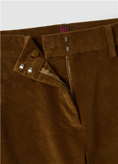 Koyu Kahverengi Fitilli Esnek Pamuklu Slim Fit Çino Pantolon