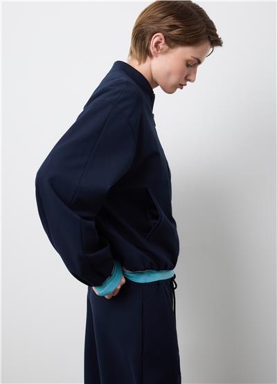 Mavi Normal Kesim Tam Fermuarlı Ceket