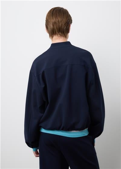 Mavi Normal Kesim Tam Fermuarlı Ceket