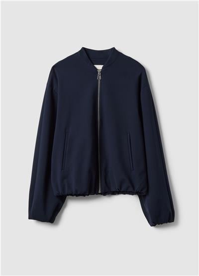 Mavi Normal Kesim Tam Fermuarlı Ceket