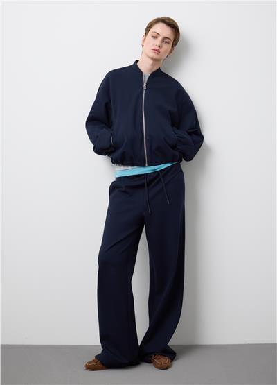 Mavi Normal Kesim Tam Fermuarlı Ceket