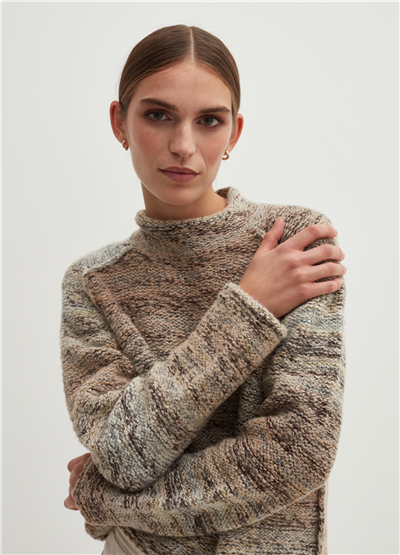 Lurex Detaylı Baskılı Kazak