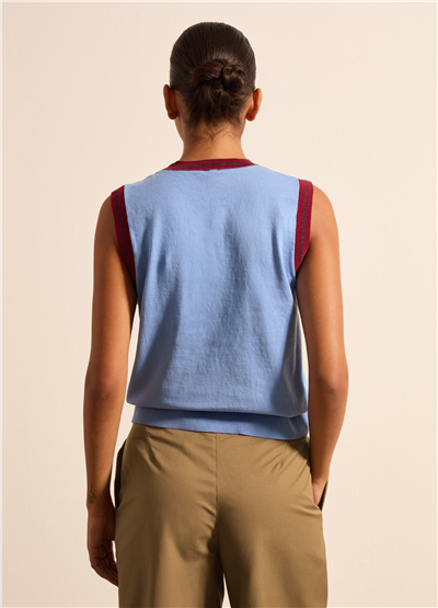 Lurex Detaylı Crepe Mavi Atlet